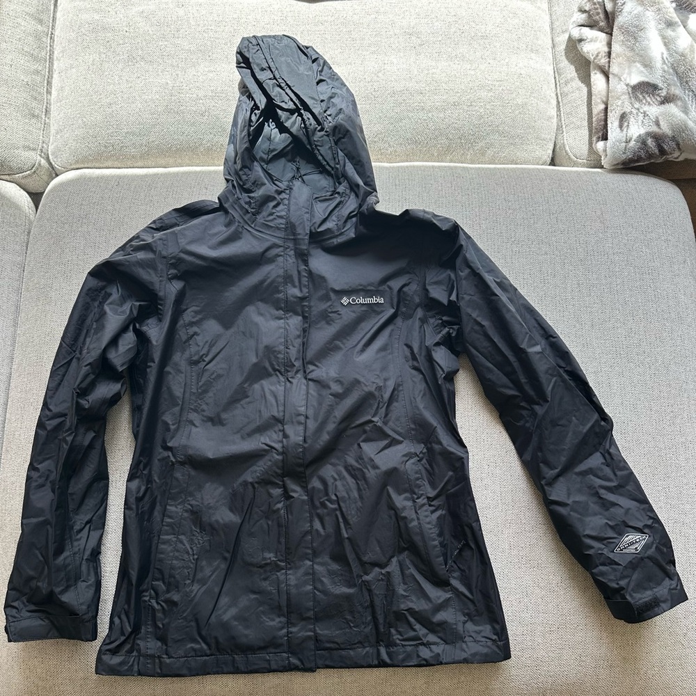 Columbia Omni-Tech Waterproof Hooded Full Zip Rain Jacket Black Men’s M